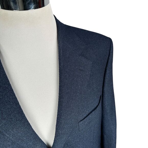 Ravazzolo x Loro Piana Fabric Blazer Jacket Men's US 46R Wool Blue Speckled - Picture 2 of 12